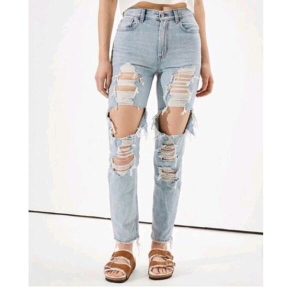 American Eagle Stretch Mom Jeans t Sz4 Short - Picture 1 of 9